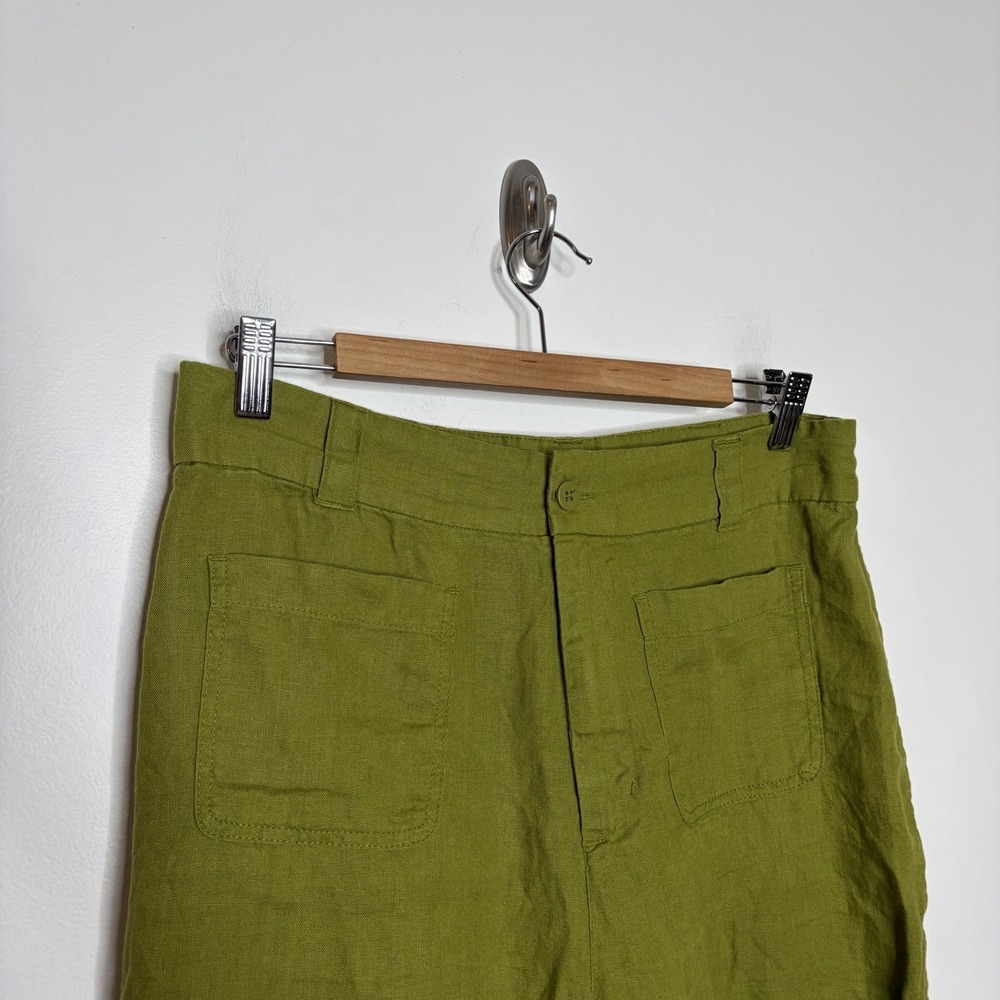 Nicole Miller Linen Pants Womens Size 10 High Rise Straight Leg Resort Coastal - Picture 2 of 6